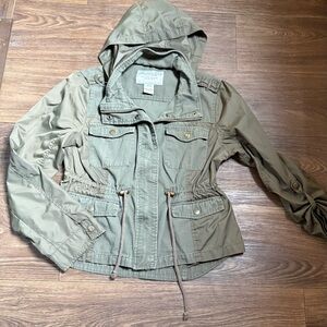 American Rag Khaki Hooded Utility Jacket
